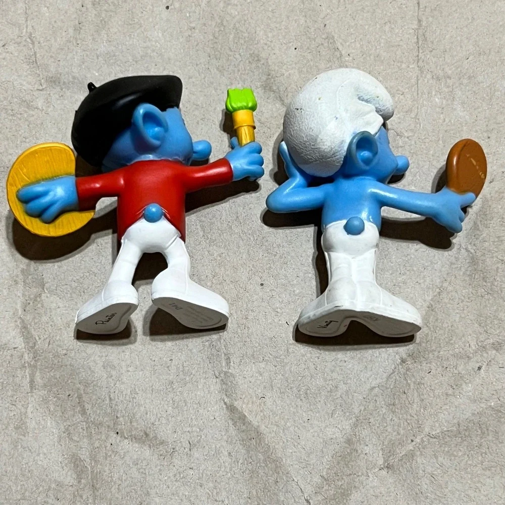 Peyo Smurfs 2011 Painter & Vanity Figures Blue McDonald's Movie Toys Set